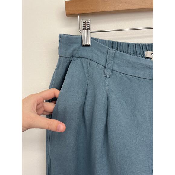 Madewell Tailored Tapered Pleated Elastic Waist Pant Linen-Blend FLAWED Size 10 - Picture 7 of 13